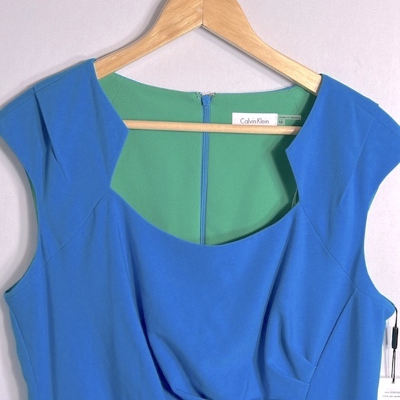 Calvin Klein Sheath Dress with Cap Sleeves and Side Rouching size 14 NWT - Picture 4 of 9